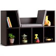 Pemberly Row Particle Board Multi-Purpose Kid Bookcase with 6 Cubby in Brown