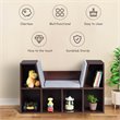 Pemberly Row Particle Board Multi-Purpose Kid Bookcase with 6 Cubby in Brown