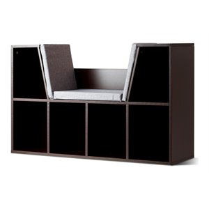 Pemberly Row Particle Board Multi-Purpose Kid Bookcase with 6 Cubby in Brown