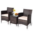 Pemberly Row 3-piece PE Rattan Outdoor Wicker Furniture Sets Chairs in Beige