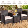 Pemberly Row 3-piece PE Rattan Outdoor Wicker Furniture Sets Chairs in Beige