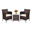Pemberly Row 3-piece PE Rattan Outdoor Wicker Furniture Sets Chairs in Beige