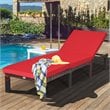 Pemberly Row Rattan & Steel Outdoor Lounge Chair with Removable Cushion in Red