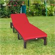 Pemberly Row Rattan & Steel Outdoor Lounge Chair with Removable Cushion in Red