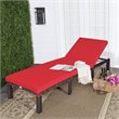 Pemberly Row Rattan & Steel Outdoor Lounge Chair with Removable Cushion in Red