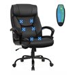 Pemberly Row Faux Leather Big & Tall 500lb Massage Office Chair in Black