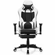 Pemberly Row PVC and Sponge Massage Gaming Chair with Footrest in White