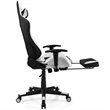 Pemberly Row PVC and Sponge Massage Gaming Chair with Footrest in White