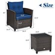 Pemberly Row 3-piece Contemporary Rattan Patio Furniture Set in Navy