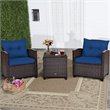 Pemberly Row 3-piece Contemporary Rattan Patio Furniture Set in Navy