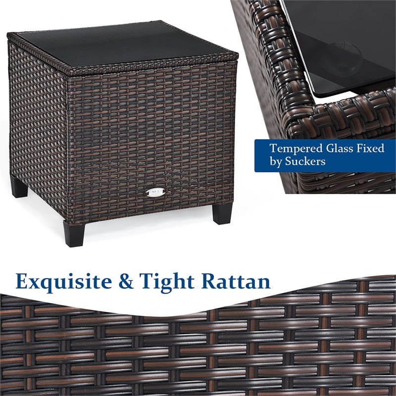 Pemberly Row 3-piece Contemporary Rattan Patio Furniture Set in Navy