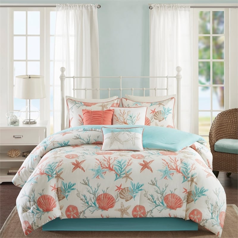 Pemberly Row 7-piece Cotton Sateen Comforter Set - Coral Pink