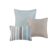 Pemberly Row 6 Piece Embroidered Quilt Set with Throw Pillows in Blue