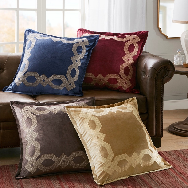 Pemberly Row Contemporary European Pillow Sham in Brown 26x26