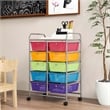 Pemberly Row 10-Drawer Plastic Storage Cart Utility Rolling Trolley in Rainbow