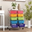 Pemberly Row 10-Drawer Plastic Storage Cart Utility Rolling Trolley in Rainbow