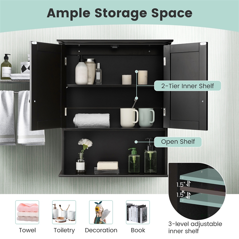 Pemberly Row Wall Mount Bathroom Cabinet Medicine Cabinet Storage Organizer