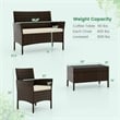 Pemberly Row 4 PCS Patio Furniture Set with Tempered Glass Coffee Table Beige
