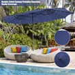 Pemberly Row Outdoor 15FT Double-Sided Patio Umbrella w/LED Lights Navy