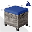 Pemberly Row 2PCS Patio Rattan Cushioned Ottoman Seat Foot Rest Navy