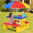 Pemberly Row Picnic Table Set withRemovable Umbrella Garden Patio Multicolor