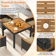 Pemberly Row 5 PCS Patio Dining Table Set for 4 Rattan Conversation Set Brown