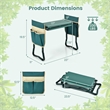 Pemberly Row Foldable Garden Stool Heavy Duty Gardening Bench w/2 Pouches Green