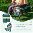 Pemberly Row Foldable Garden Stool Heavy Duty Gardening Bench w/2 Pouches Green