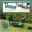 Pemberly Row Foldable Garden Stool Heavy Duty Gardening Bench w/2 Pouches Green