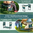 Pemberly Row Foldable Garden Stool Heavy Duty Gardening Bench w/2 Pouches Green