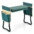 Pemberly Row Foldable Garden Stool Heavy Duty Gardening Bench w/2 Pouches Green