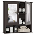 Pemberly Row Bathroom Double Mirror Door Storage Medicine Cabinet Brown