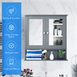 Pemberly Row Bathroom Double Mirror Door Storage Medicine Cabinet Gray