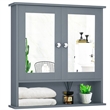 Pemberly Row Bathroom Double Mirror Door Storage Medicine Cabinet Gray