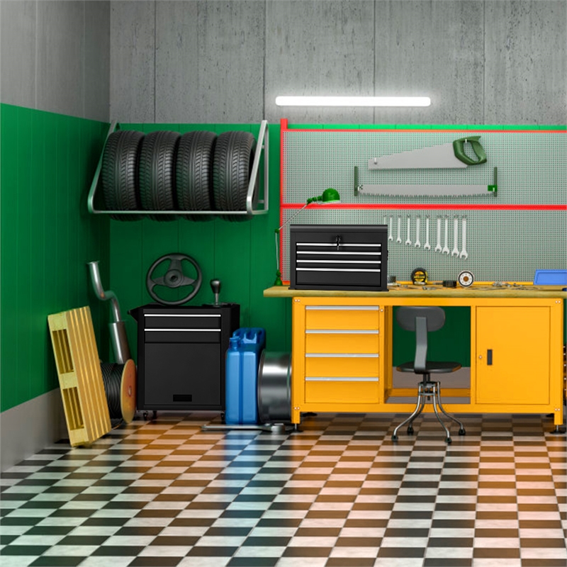 Pemberly Row 2 - 1 Rolling Cabinet Storage Chest Box Organizer w/6 Drawers Black