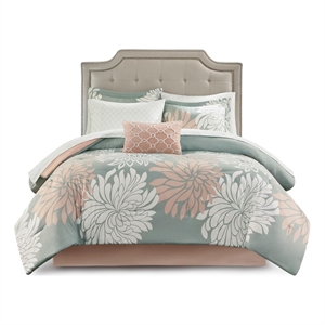 Pemberly Row Contemporary 9 Piece Comforter Set with Cotton Bed Sheets