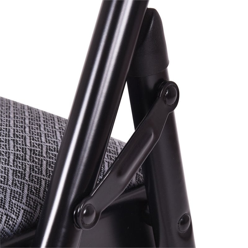 Pemberly Row Upholstered Padded Fabric Folding Chairs in Black (Set of 6)