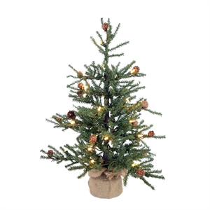 Pemberly Row 36&quot Carmel Pine Artificial Christmas Tree with LED Lights in Green