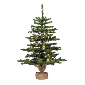 Pemberly Row 36&quot Anoka Pine Artificial Christmas Tree with LED Lights in Green