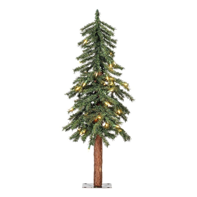 Pemberly Row 2/3/4' Alpine Artificial Christmas Tree Set with LED Lights - Green