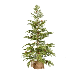 Pemberly Row 36&quot Plastic Cedar Pine Artificial Christmas Tree in Green