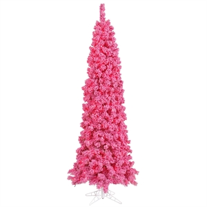 Pemberly Row 78x27&quot Fir Artificial Christmas Tree with LED Lights - Flocked Pink