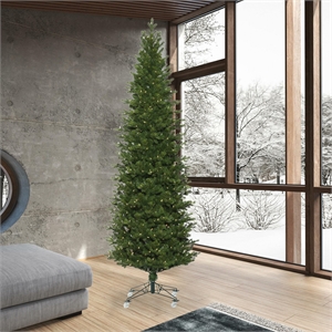 Pemberly Row 108&quot Green Eagle Frasier Slim LED Lights Artificial Christmas Tree