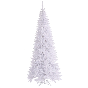 Pemberly Row 90&quot Plastic Fir Slim Unlit Artificial Christmas Tree in White