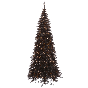 Pemberly Row 108&quot Black Plastic Fir Slim Dura-lit LED Artificial Christmas Tree