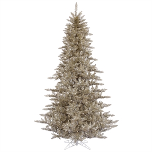 Pemberly Row 108&quot Plastic Fir Unlit Artificial Christmas Tree in Champagne Gray