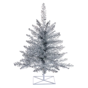 Pemberly Row 36&quot Plastic Fir Unlit Artificial Christmas Tree in Silver Tinsel