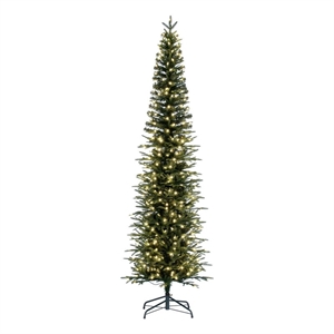 Pemberly Row 102&quot Bixley Pencil Fir LED Lights Artificial Christmas Tree - Green