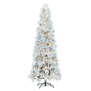 Pemberly Row 72&quot Atka Pencil 3MM LED Artificial Christmas Tree in Flocked White