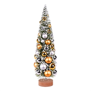 Pemberly Row 18&quot Tabletop Silver/Gold Ornament Artificial Christmas Tree - Green